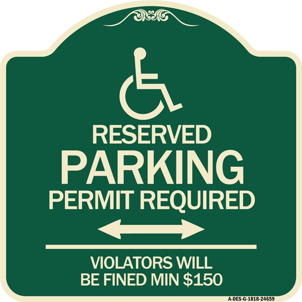 Signmission Connecticut Reserved Parking Permit Required Violators Fined Min $150 Alum, 18" x 18", G-1818-24659 A-DES-G-1818-24659 - main